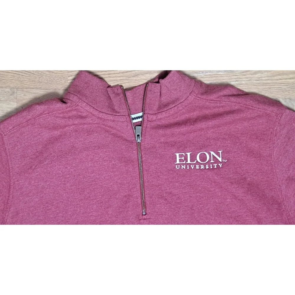 Mens XL Elon University Heathered Maroon Three Quarter Zip Pullover‎